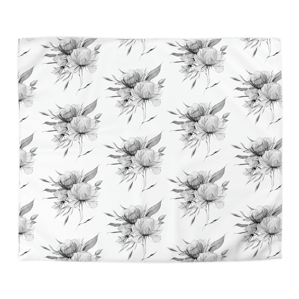 Thumbnail: Monotoned Bouquet Microfiber Duvet Cover