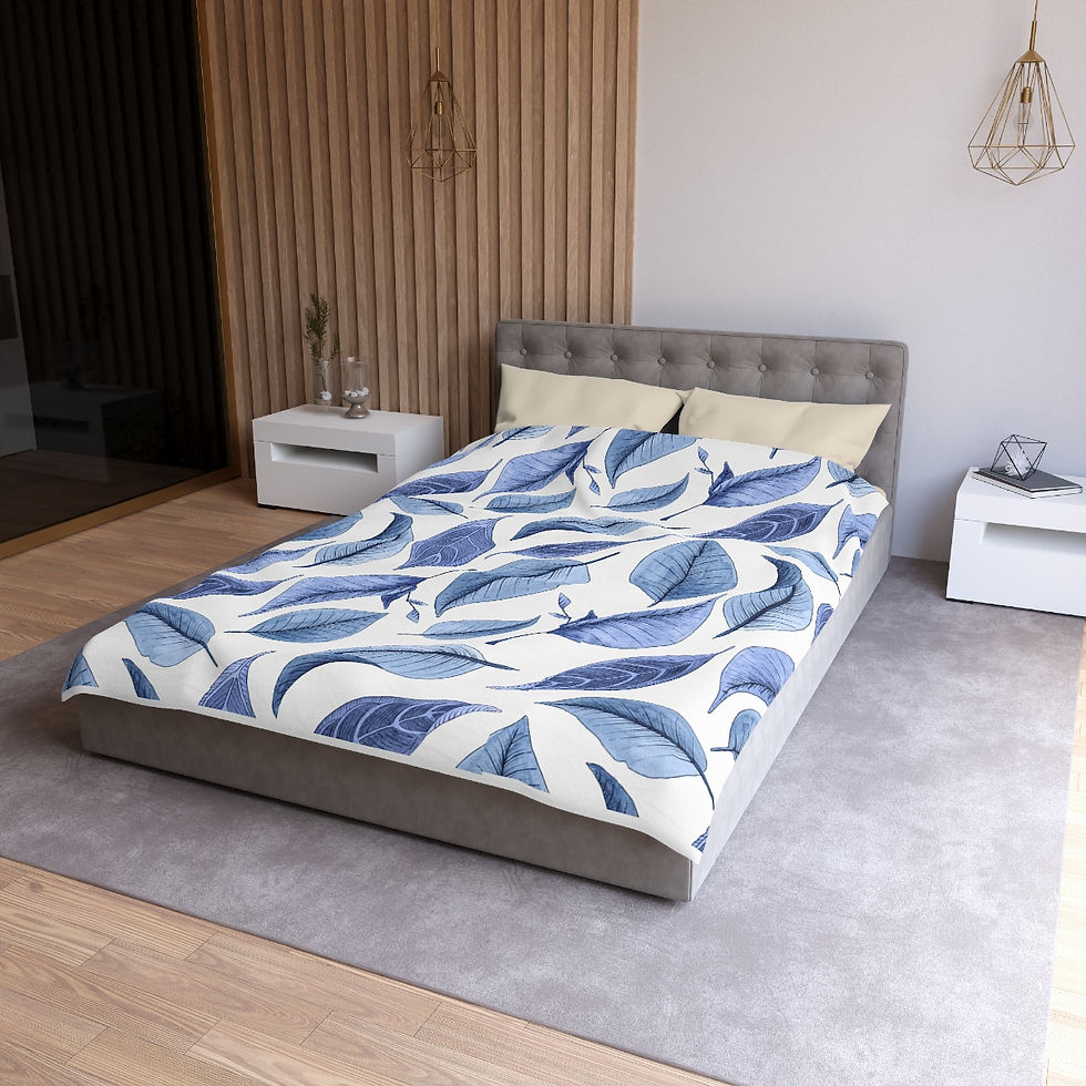 Thumbnail: Blue Leaves Microfiber Duvet Cover