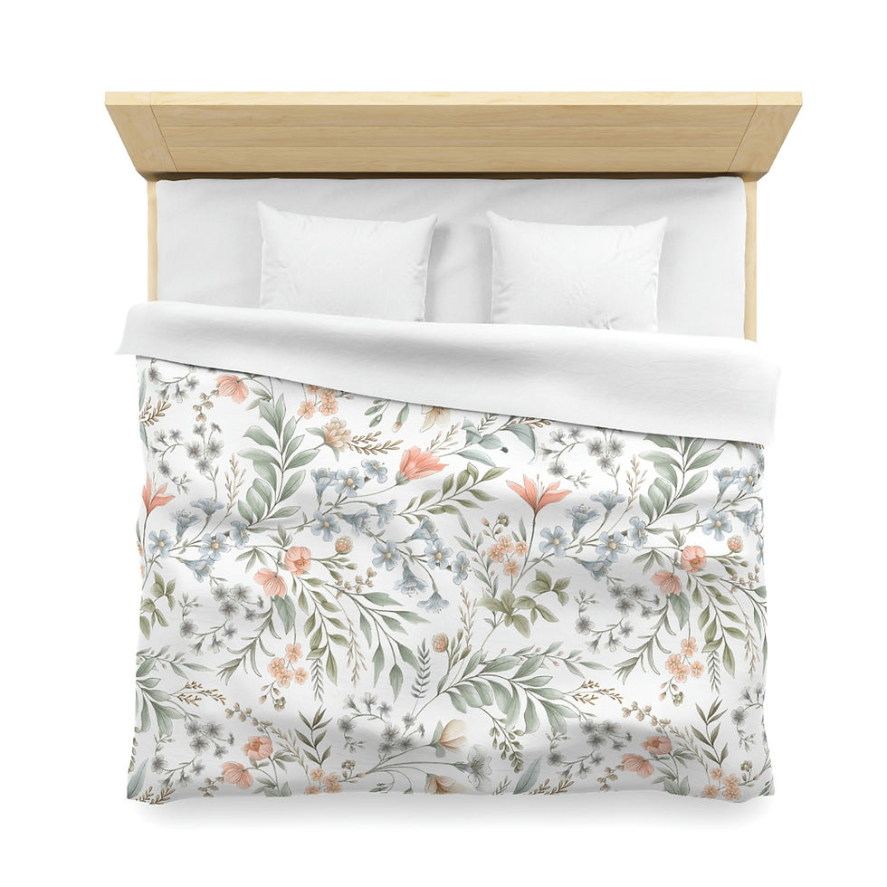 Thumbnail: Delicate Floral Microfiber Duvet Cover