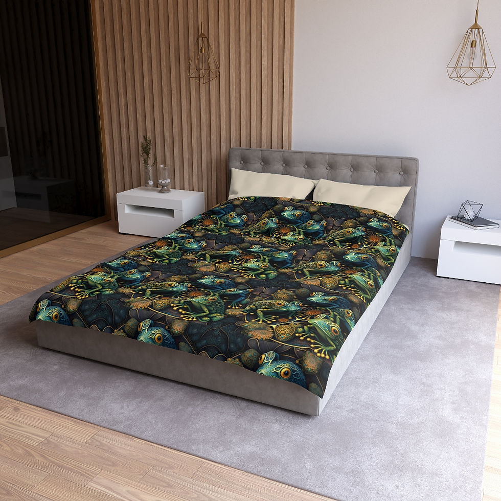 Thumbnail: Artistic Frogs #4 Microfiber Duvet Cover