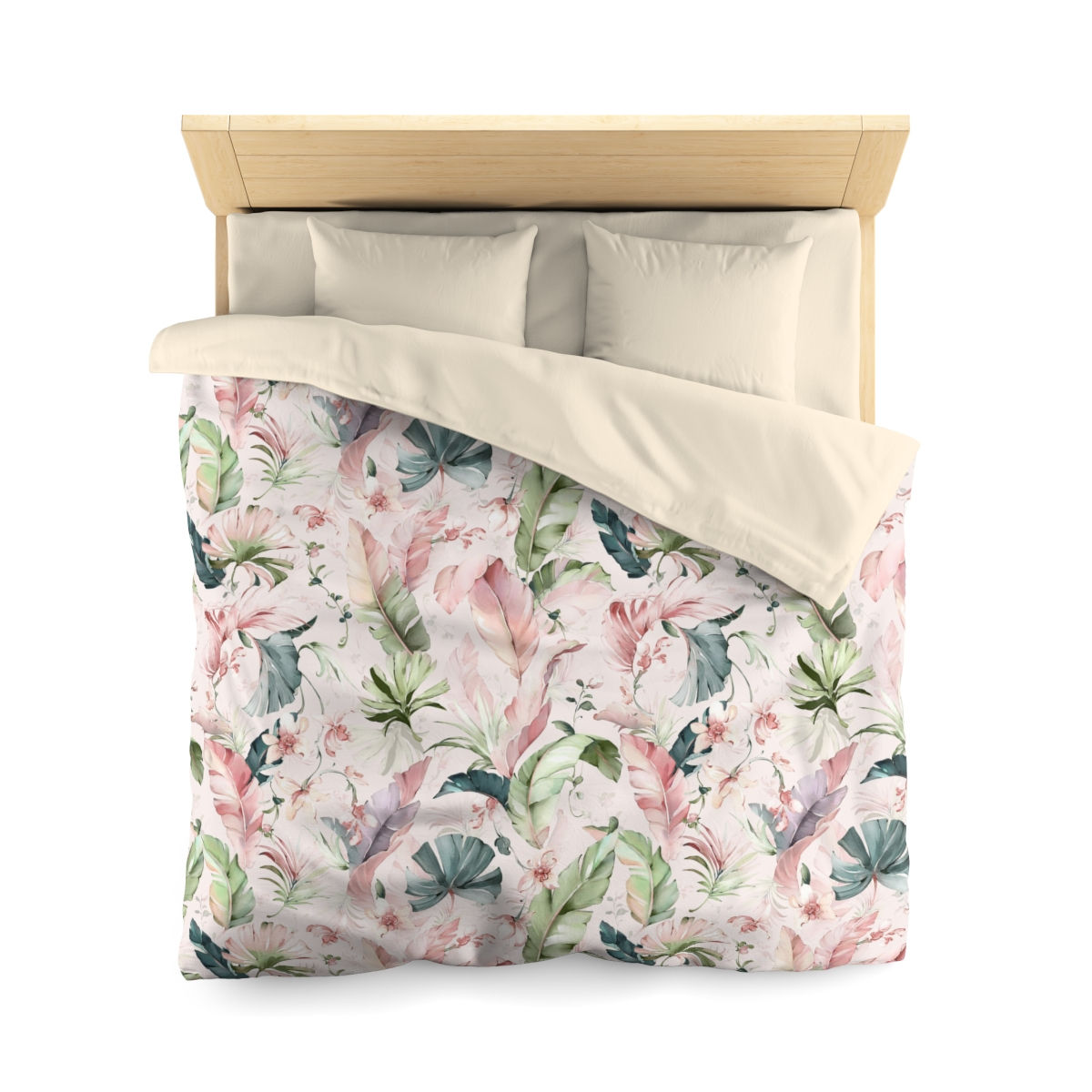 Tropical Leaves (Powder Pink) Microfiber Duvet Cover