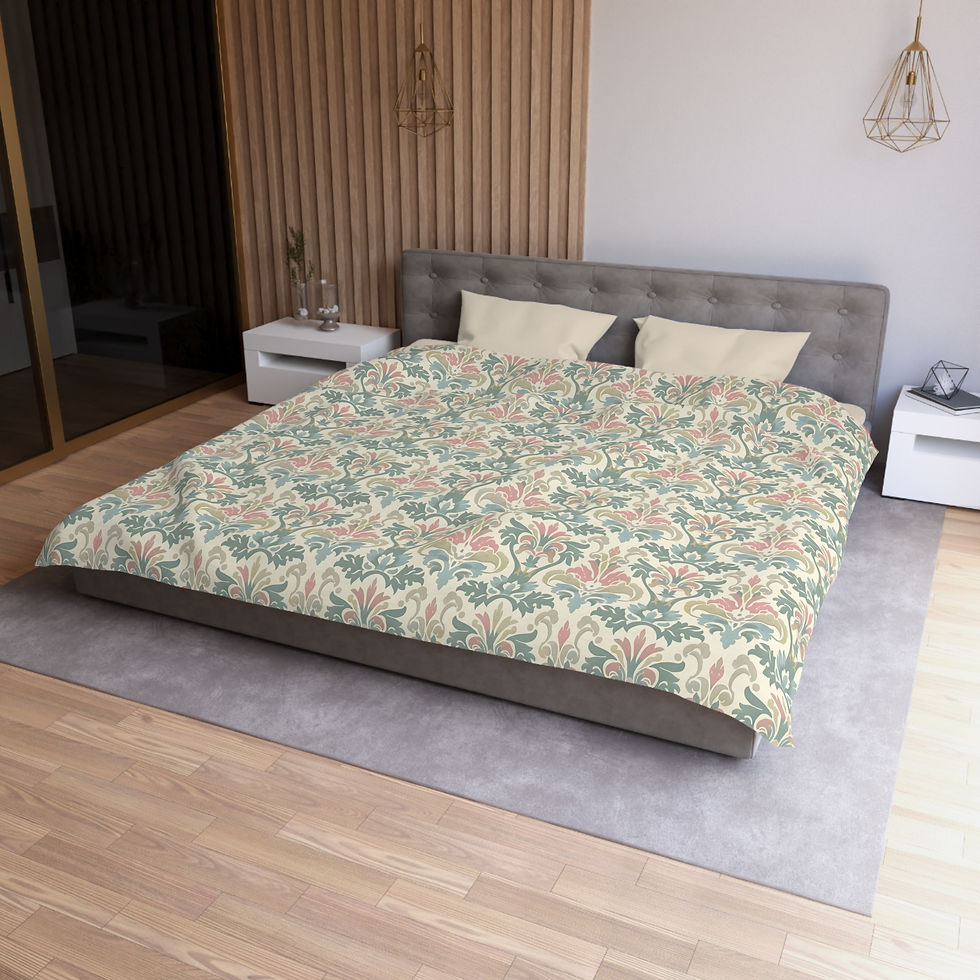 Thumbnail: Antique Damask Floral Microfiber Duvet Cover 