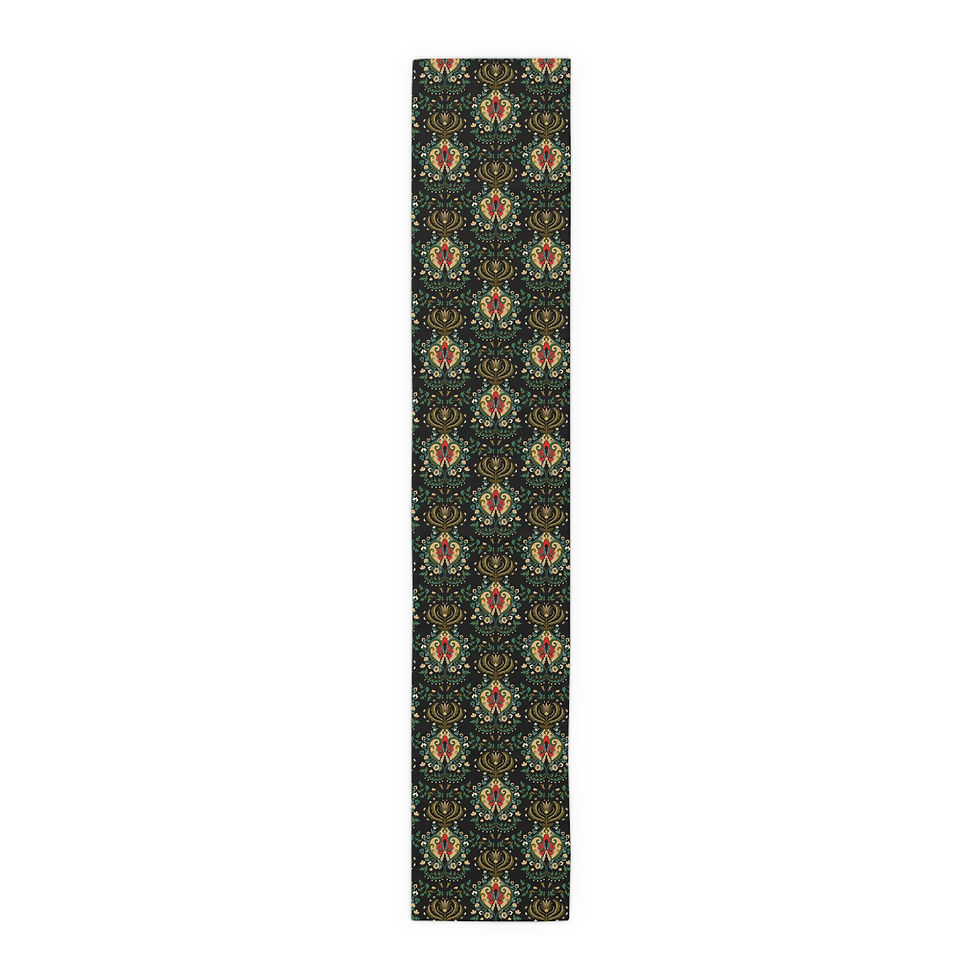 Thumbnail: Black/Floral India Elegant Floral Table Runner for Dining Decor
