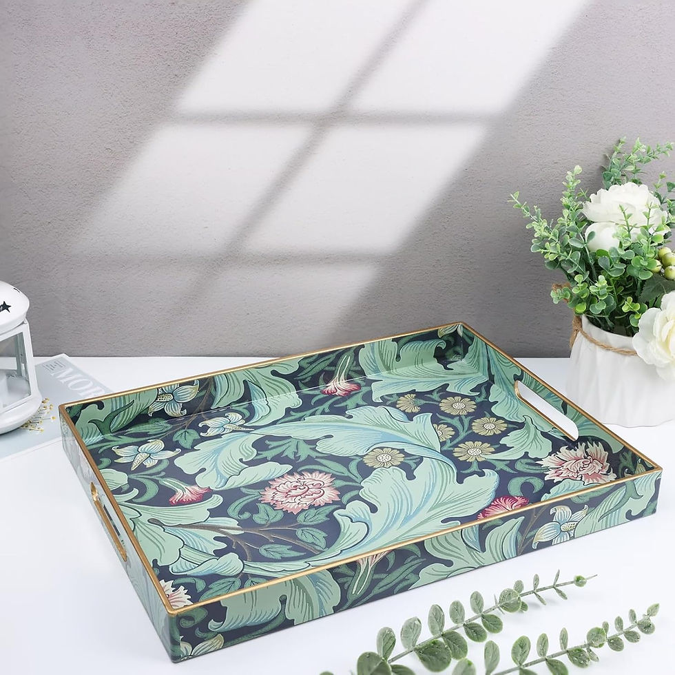 Thumbnail: Spsyrine Serving Tray with Handles, Plastic Decorative Tray for Coffee Table, L