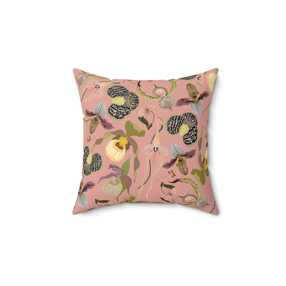 Orchid Maze Peach Faux Suede Square Pillow
