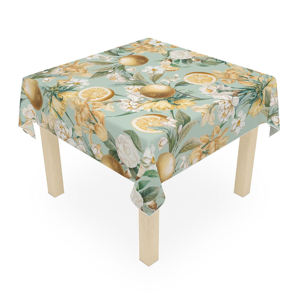 Thumbnail: Traditional Lemon and floral on Sage Table Cloth