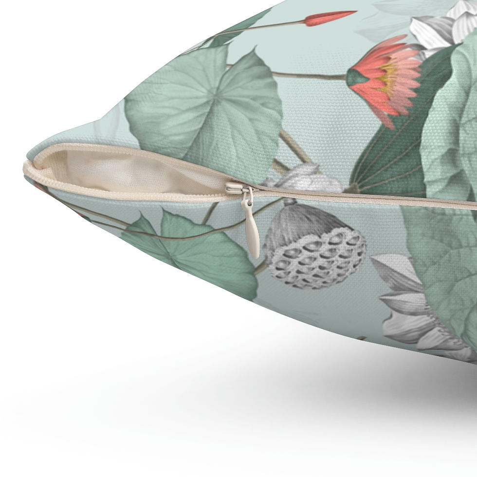 Thumbnail: Nelumbo (Sage) Spun Polyester Square Pillow