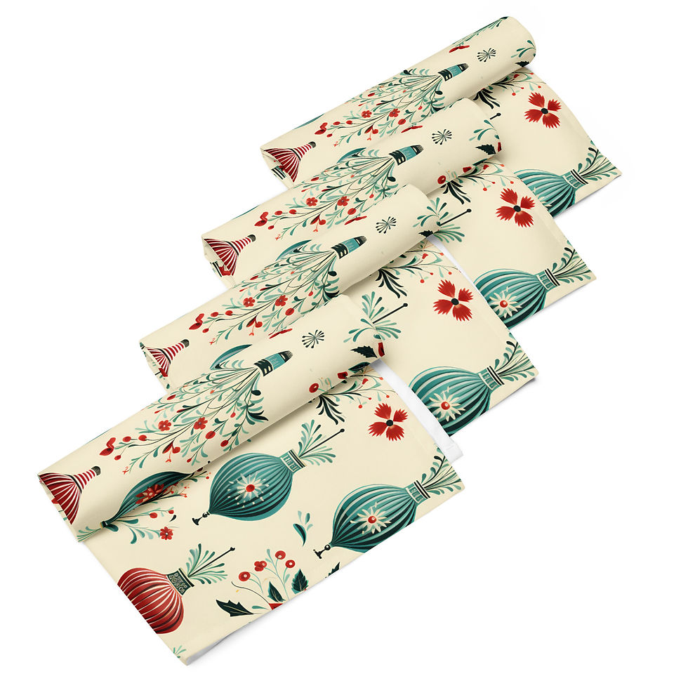 Thumbnail: Retro Holiday Ornaments Cloth napkin set