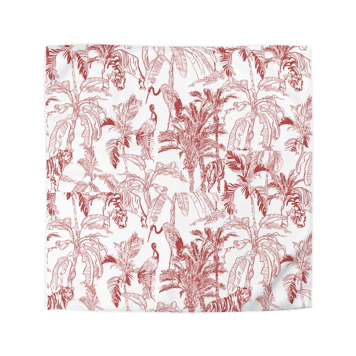 Jungle Toile Red Microfiber Duvet Cover