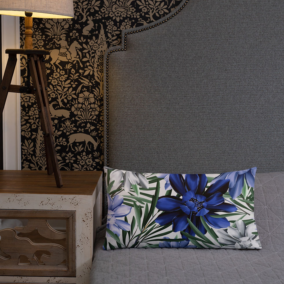 Thumbnail: Early Spring Blue (White) Premium Pillow