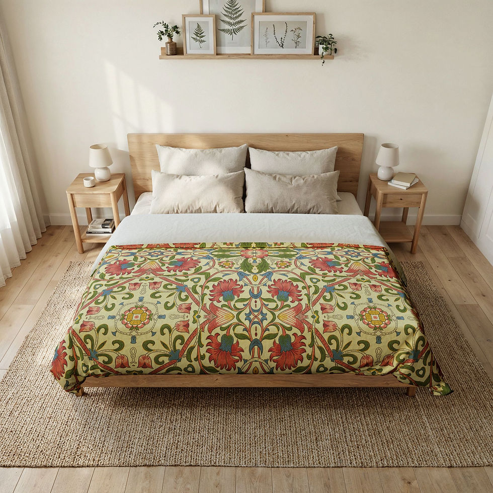 Thumbnail: Boho Floral Tile Cotton Duvet Cover