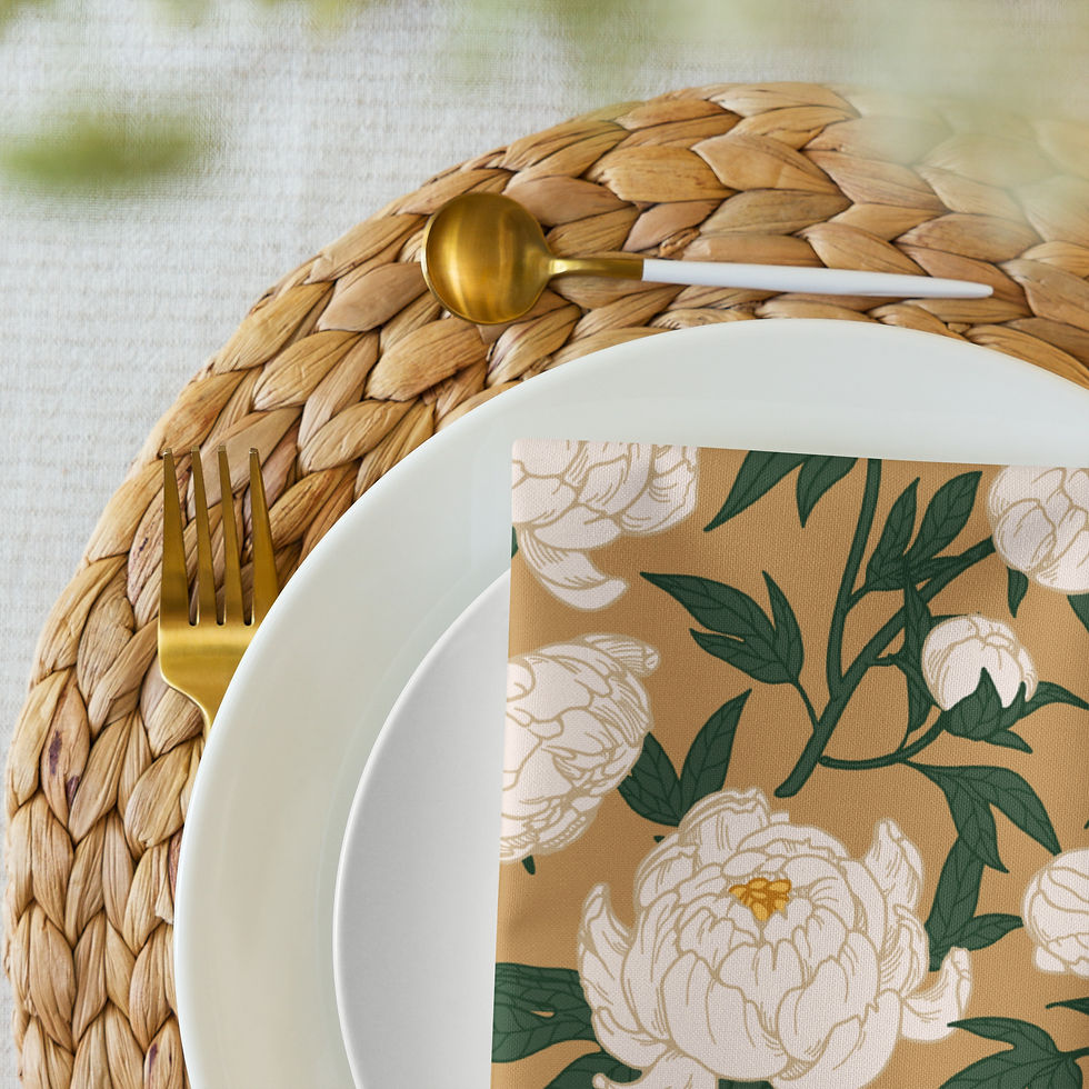 Thumbnail: Creme Peonies Cloth napkin set