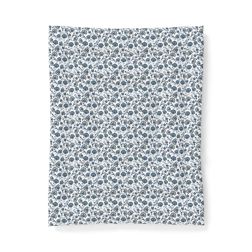 Thumbnail: Blue Floral Cotton Comforter – Lightweight Ditsy Flower Bedspread