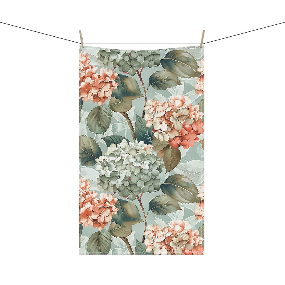Thumbnail: Floral Hydrangea Tea Towels, Botanical Kitchen Decor