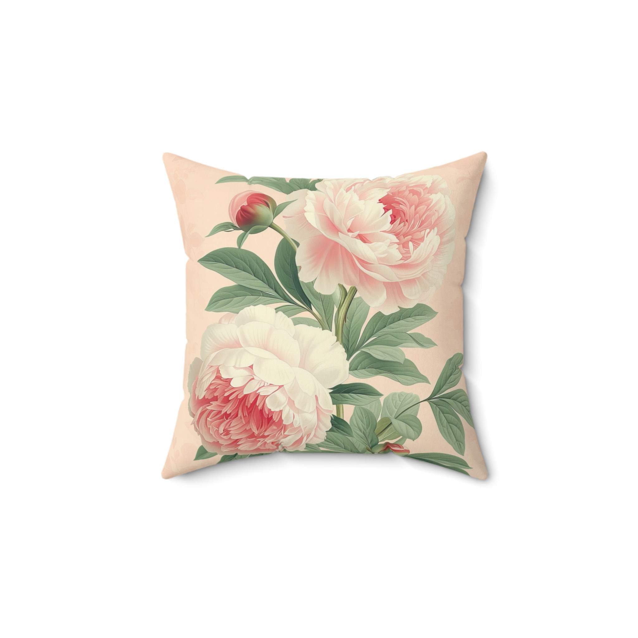 Vintage Peonies (PINK) Spun Polyester Square Pillow