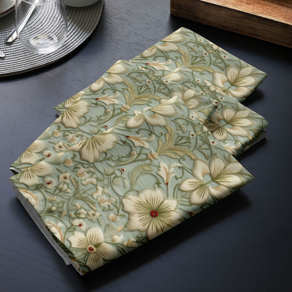 Thumbnail: Yellow and Green Embroidery PRINT Cloth napkin set