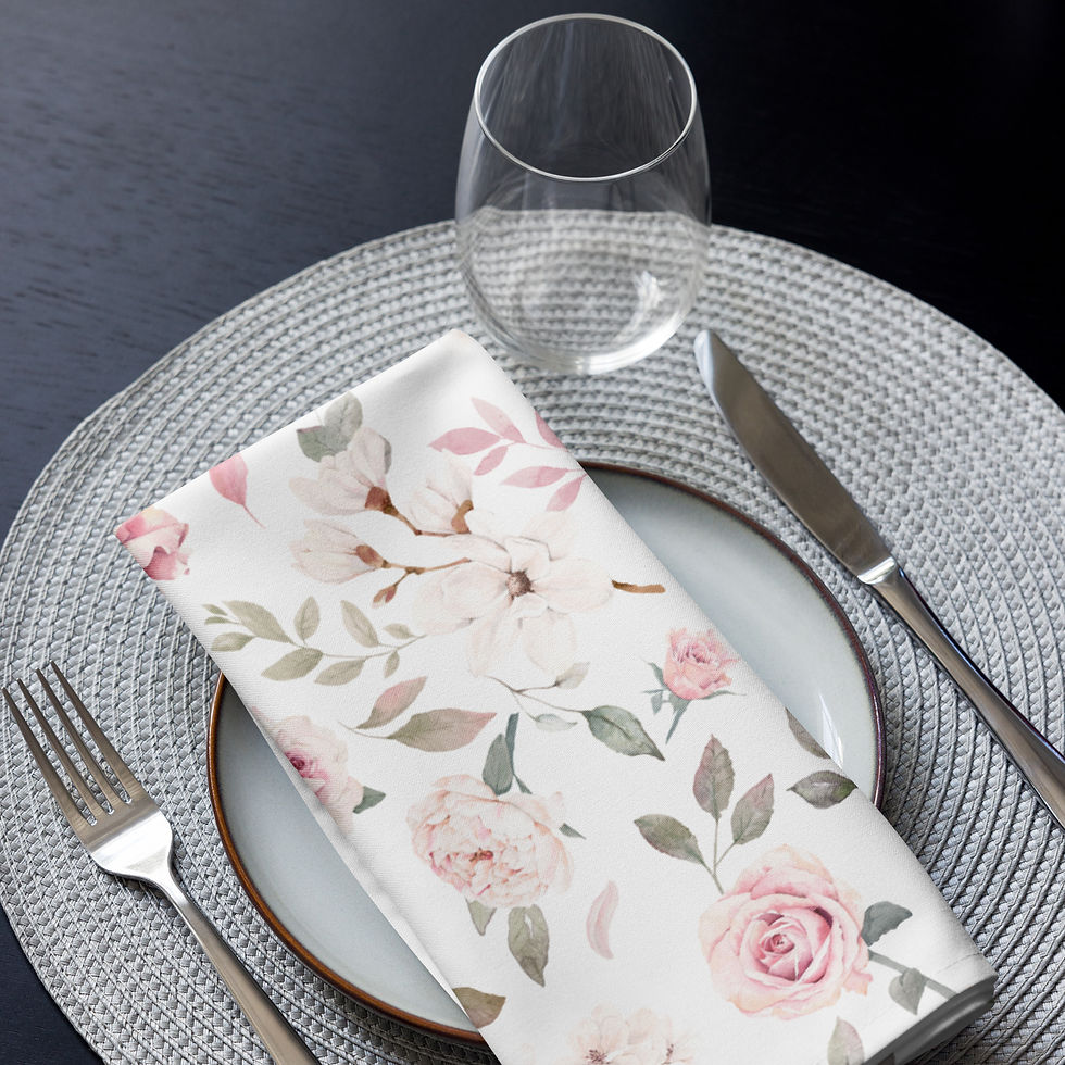 Thumbnail: Pink Rose Garden Cloth napkin set