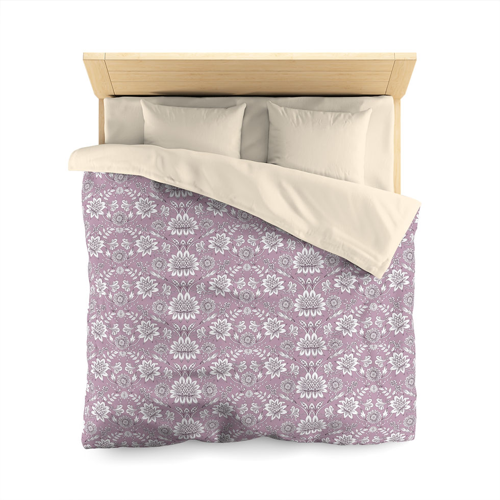 Thumbnail: Floral Damask Microfiber Duvet Cover — Mauve Vintage Pattern