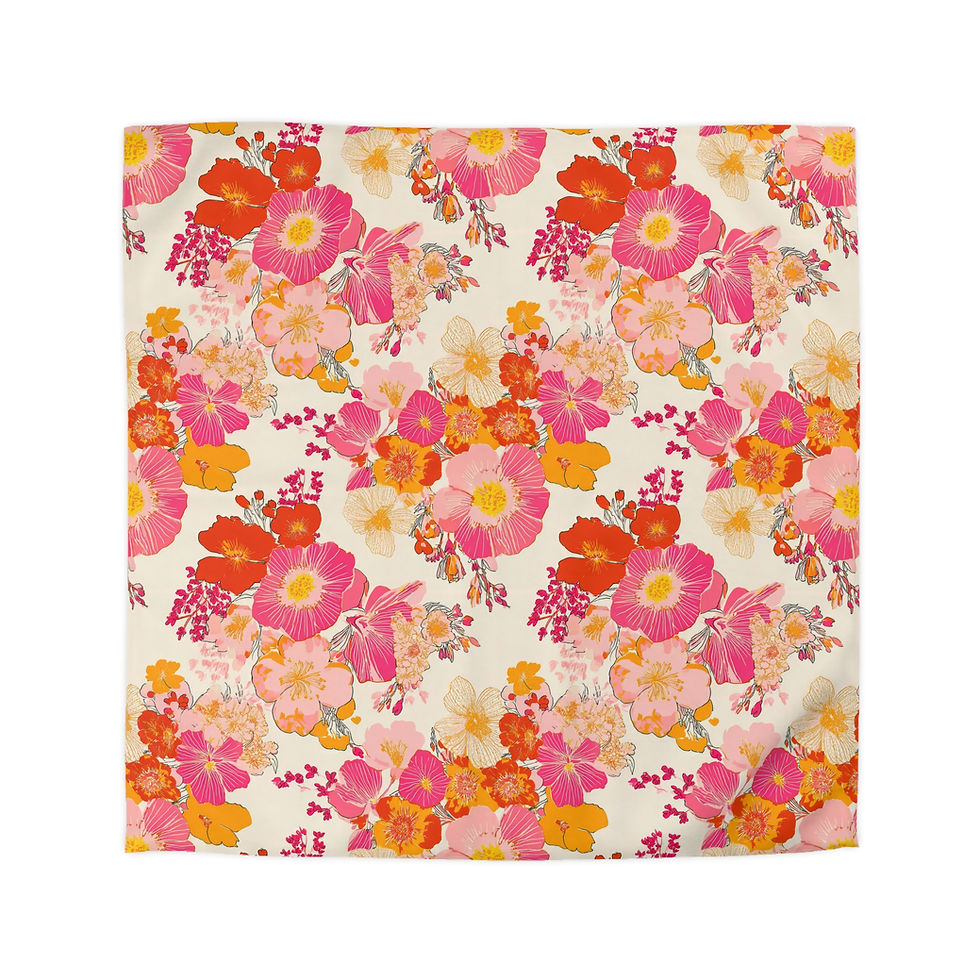 Thumbnail: Floral Burst Duvet Cover — Pink & Orange Watercolor Bouquet