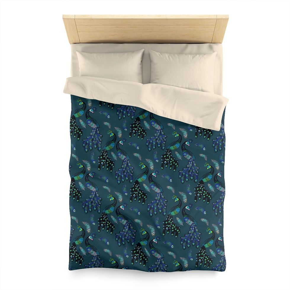 Thumbnail: Elegant Peacock Print Microfiber Duvet Cover for Cozy Bedrooms