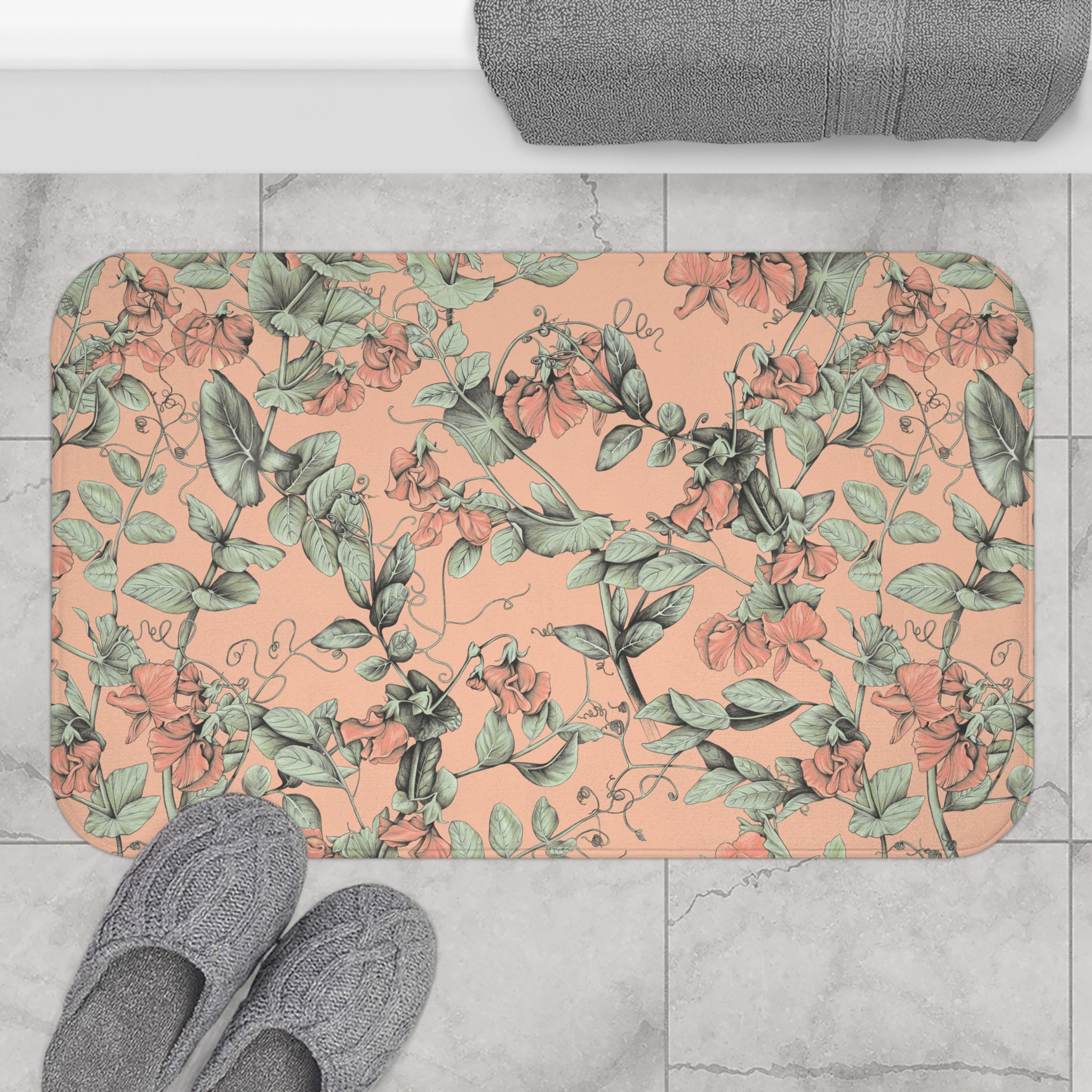 Chic Peach Bath Mat | Bathroom Decor