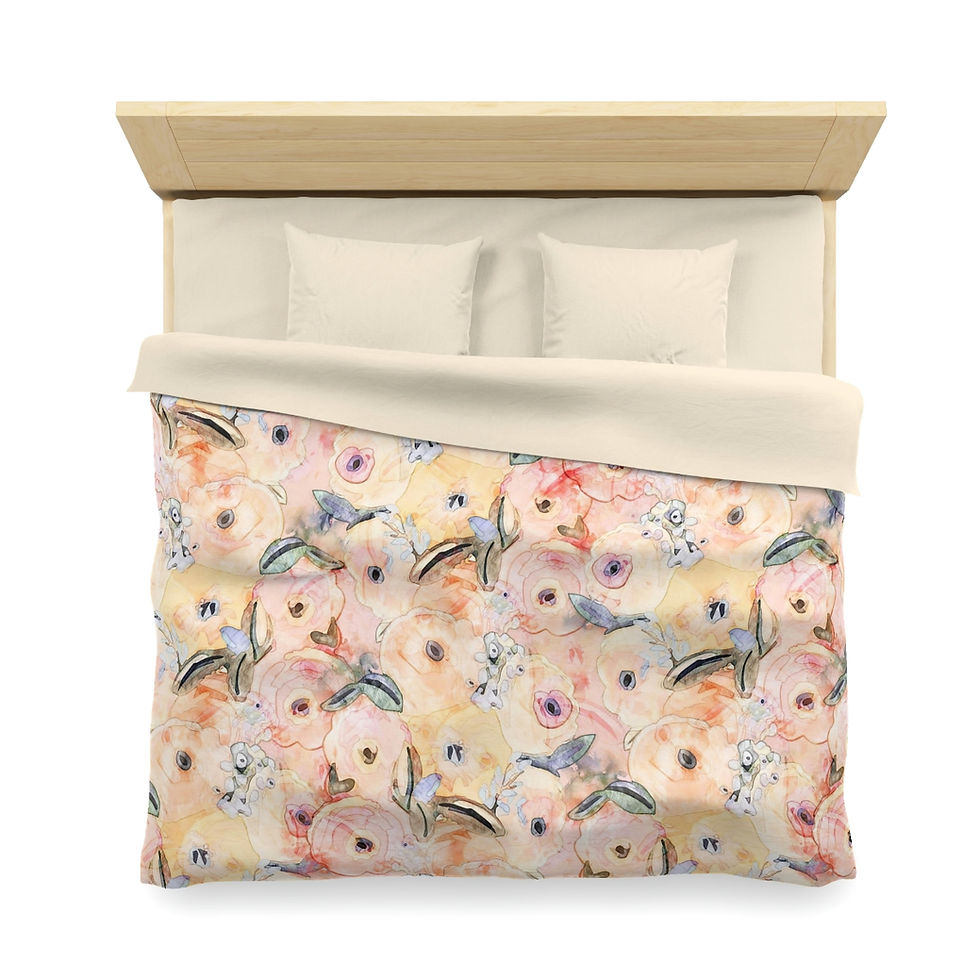 Thumbnail: Abstract Peachy Roses Microfiber Duvet Cover