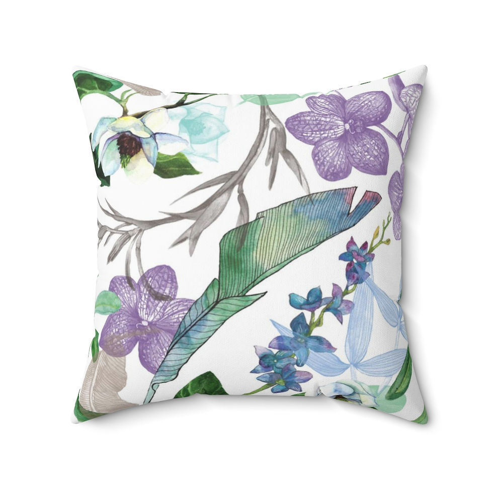 Thumbnail: Tropical Lush Spun Polyester Square Pillow