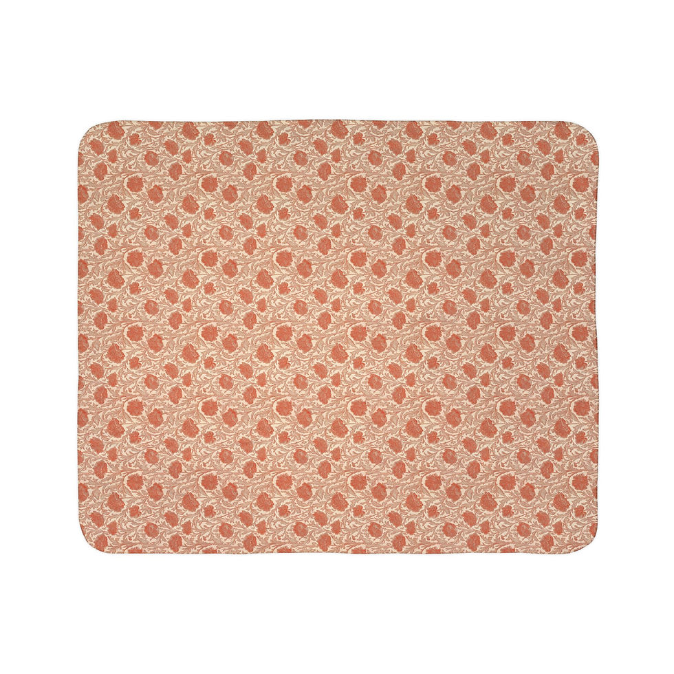 Thumbnail: Peach Floral Fleece Sherpa Blanket — Cozy Coral Petal Throw