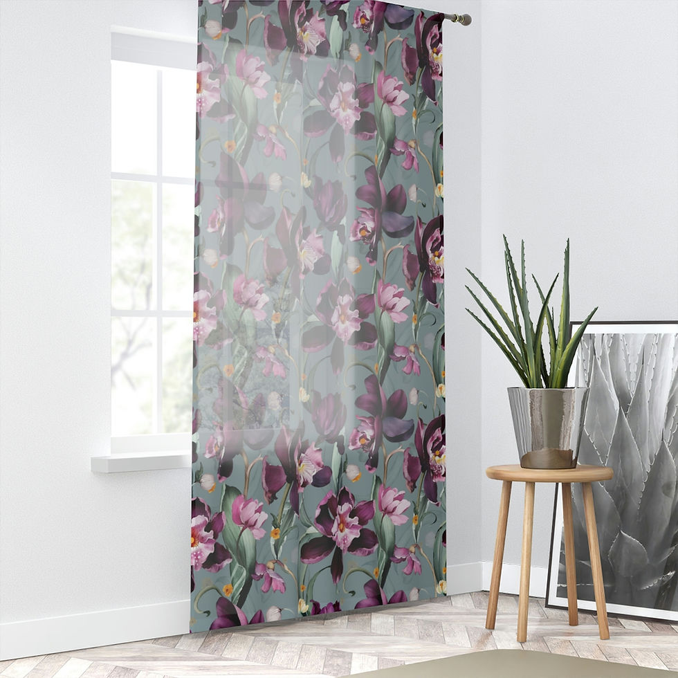 Thumbnail: Purple Iris on Gray Window Curtain