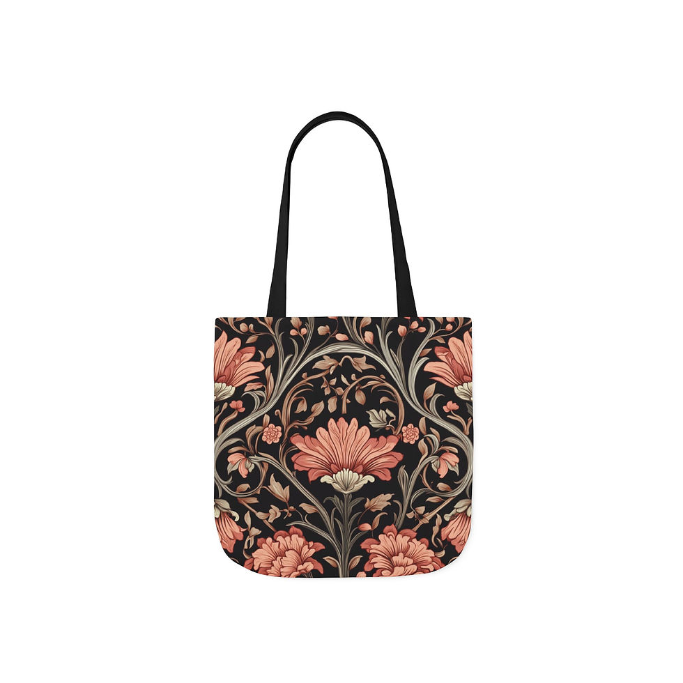 Thumbnail: Malinda Floral Canvas Tote Bag with 5-Color Straps