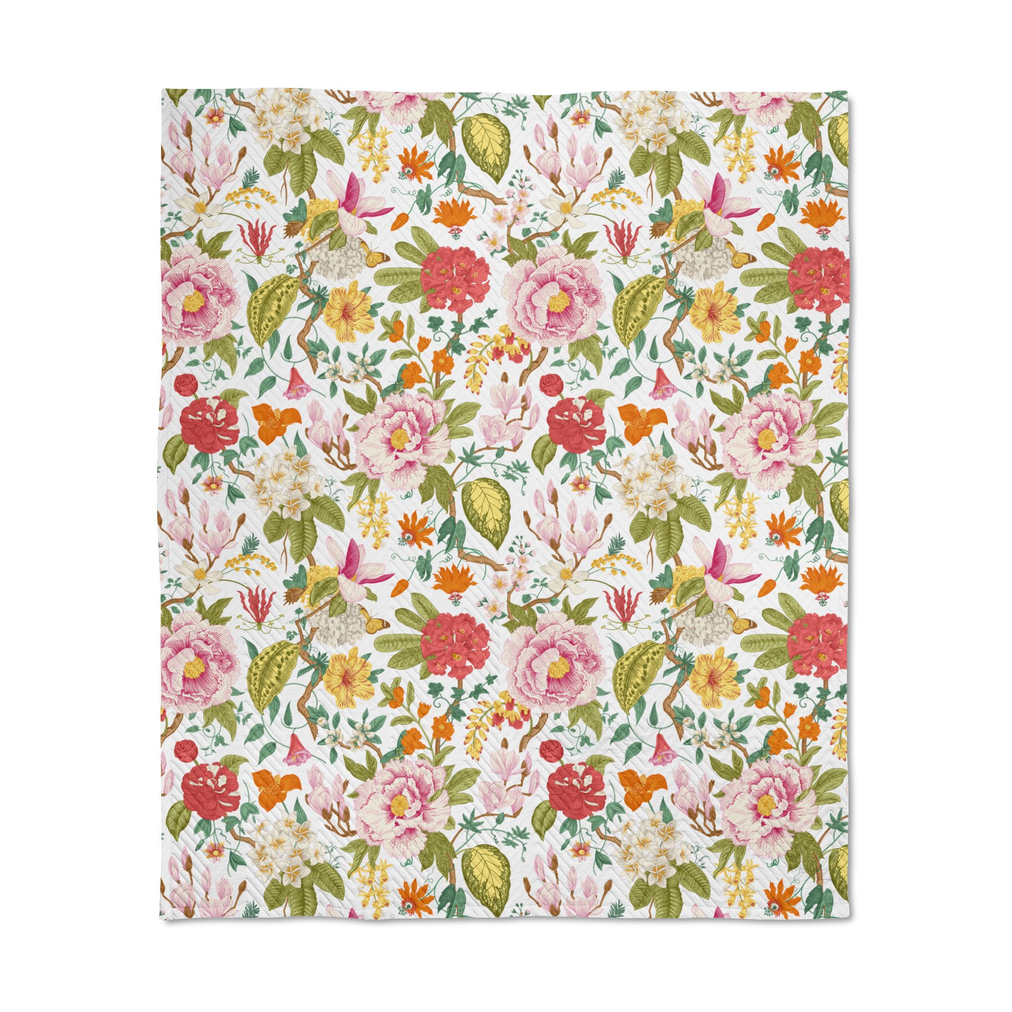 Floral Garden Quilted Throw Blanket