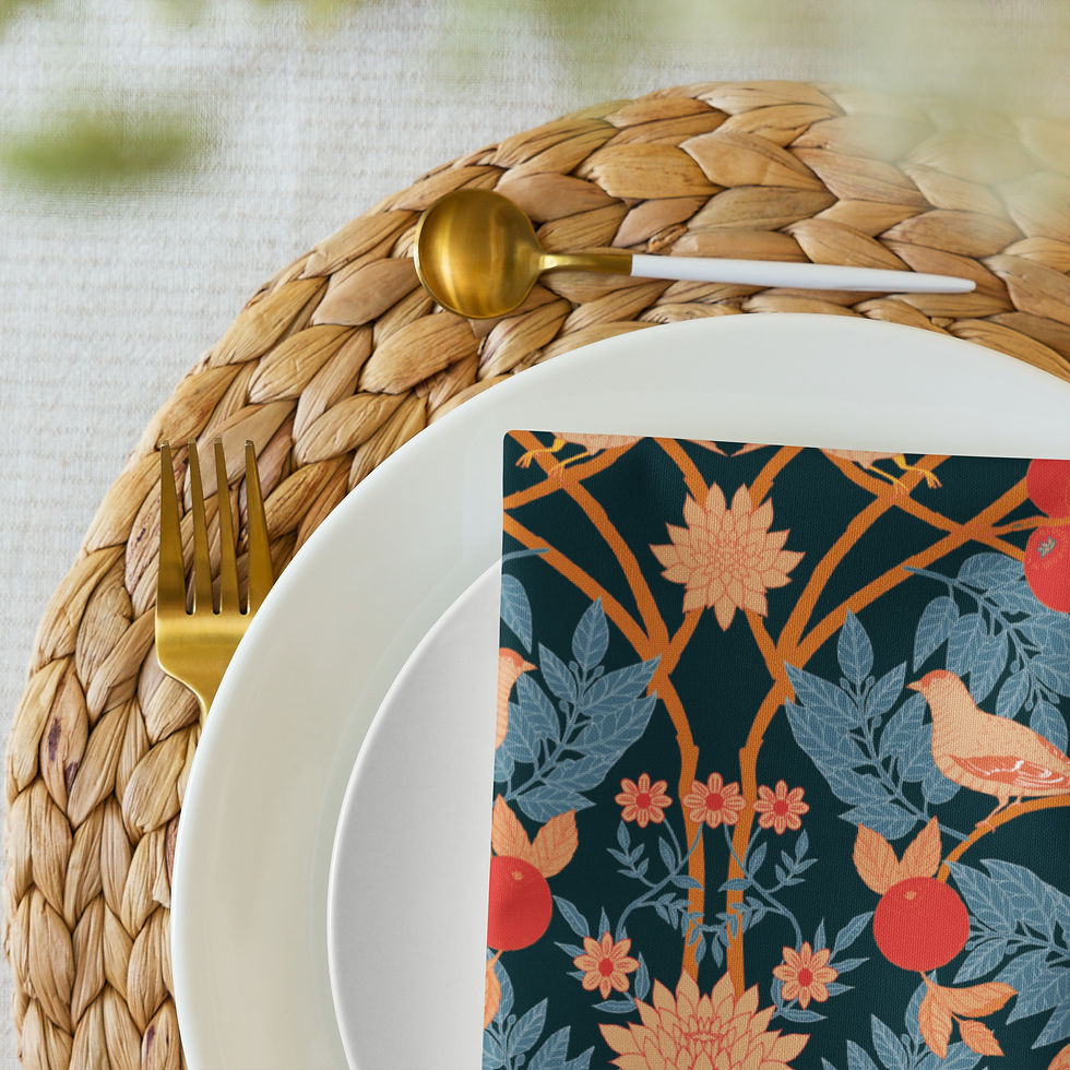 Thumbnail: Morris Birds Orange Cloth napkin set