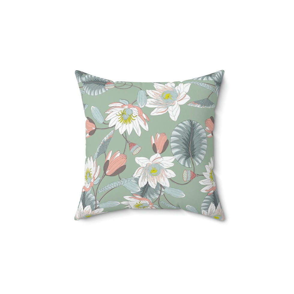 Thumbnail: Lotus Flower Spun Polyester Square Pillow