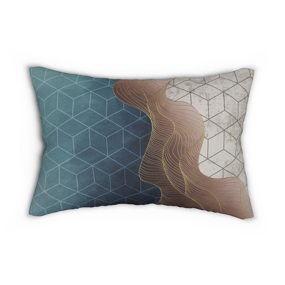 Thumbnail: Geometric Lines Spun Polyester Lumbar Pillow
