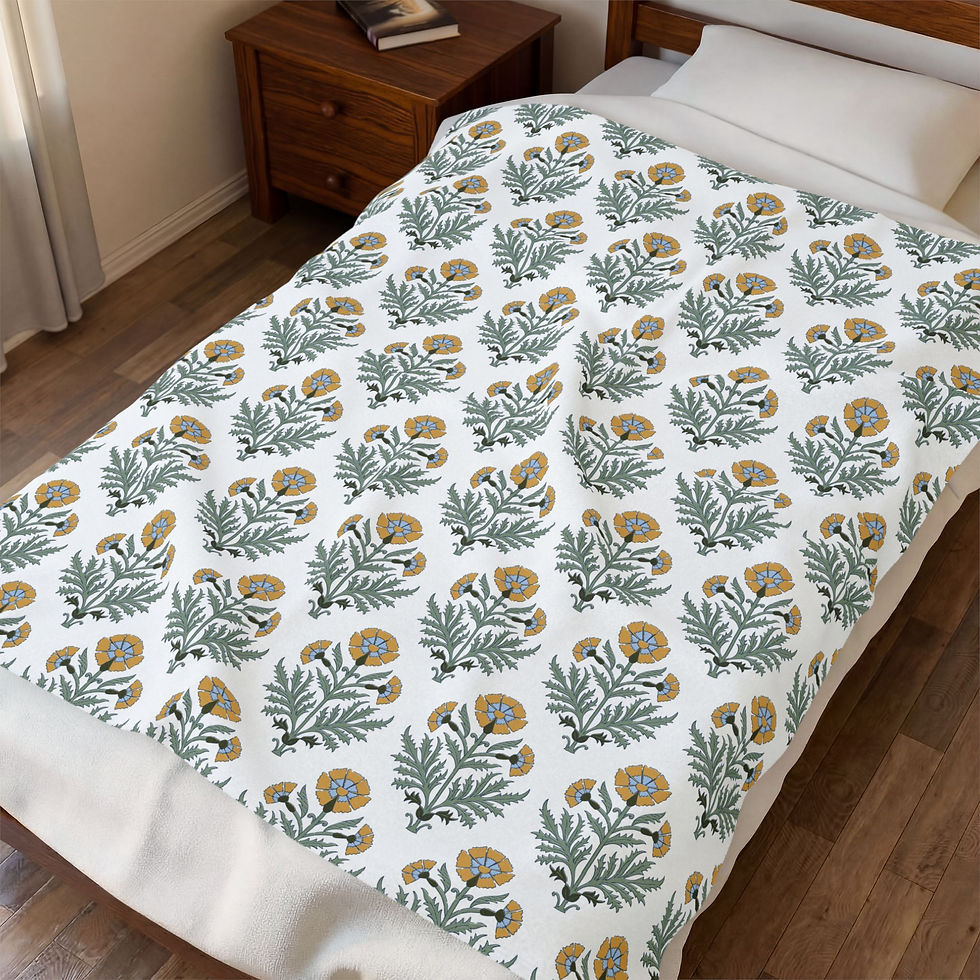 Thumbnail: Velveteen Plush Blanket — Vintage Floral Damask Throw, Cozy Decorative Accent 