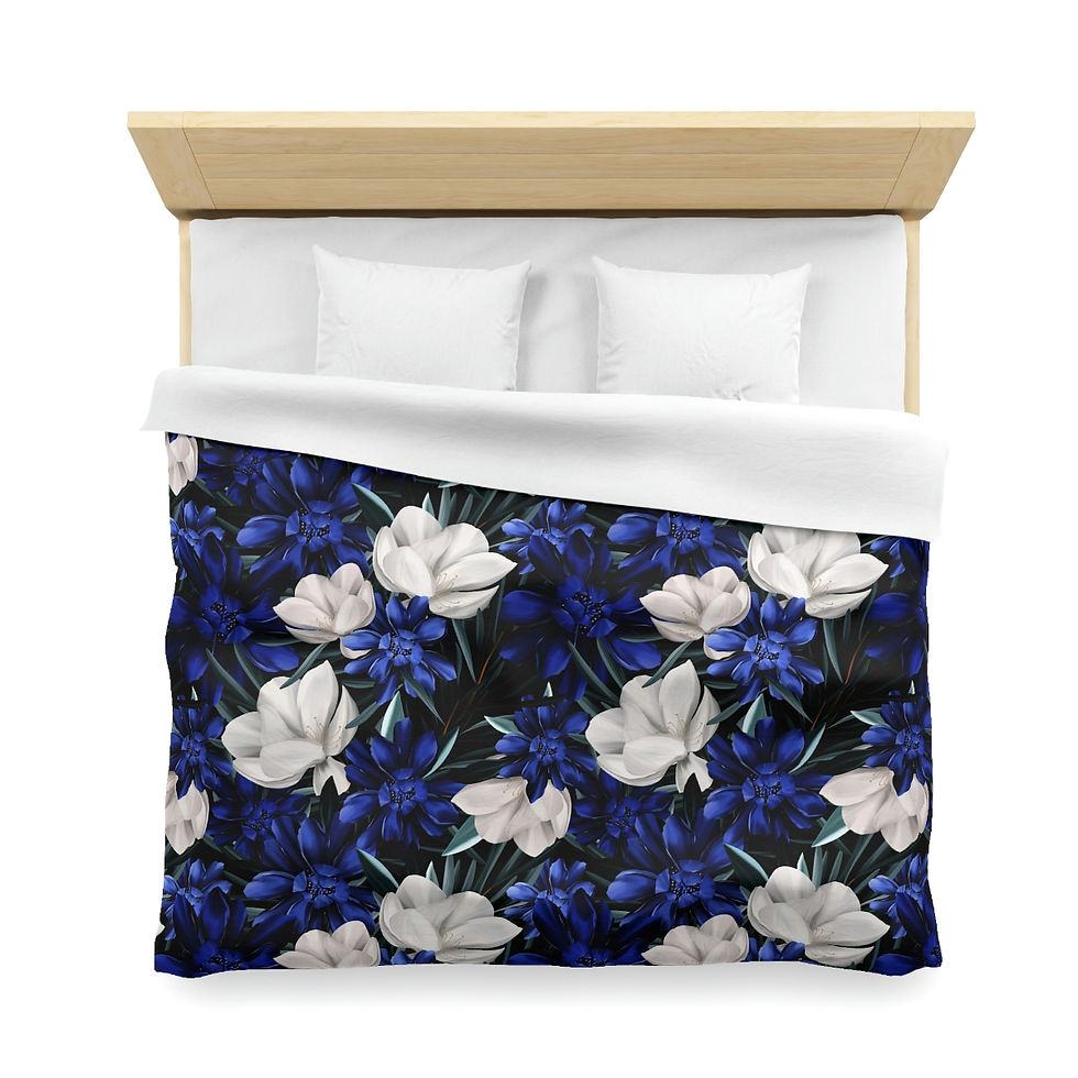 Thumbnail: Kiss of Spring  Blue/White on Microfiber Duvet Cover