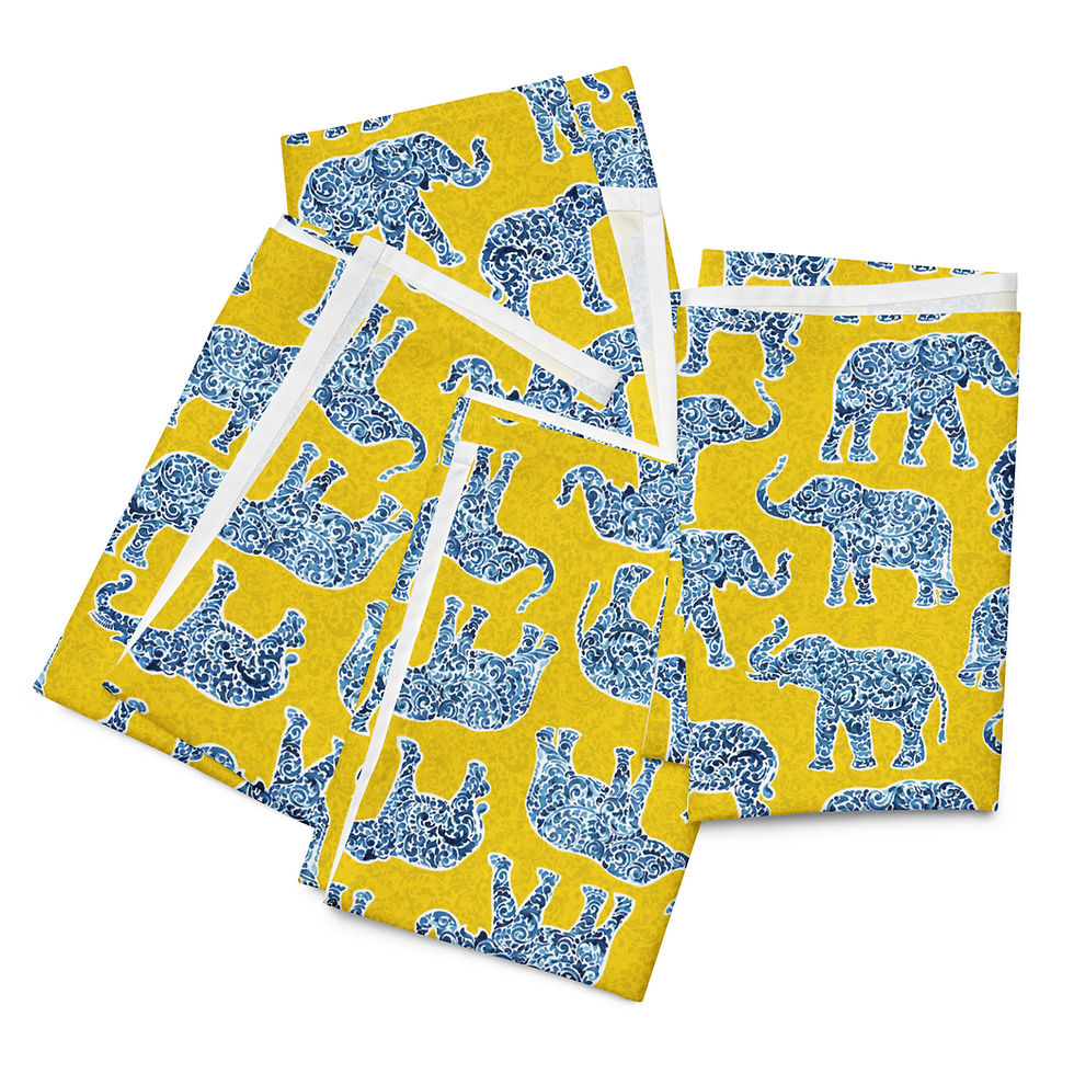 Thumbnail: Blue Elephant and Yellow Cloth napkin set