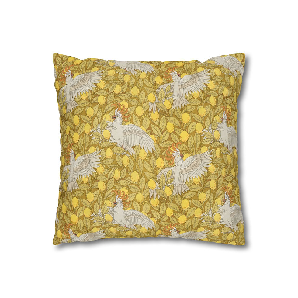 Thumbnail: Yellow Cockatoo Throw Pillow Cover — Tropical Bird Square Pillowcase