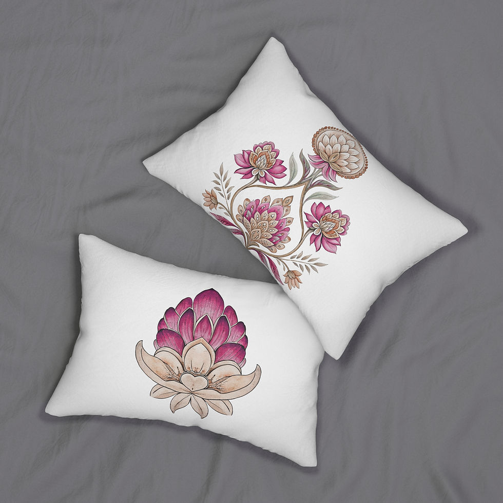 Thumbnail: Galeria Lumbar Pillow - Elegant Lotus Design for Home Decor
