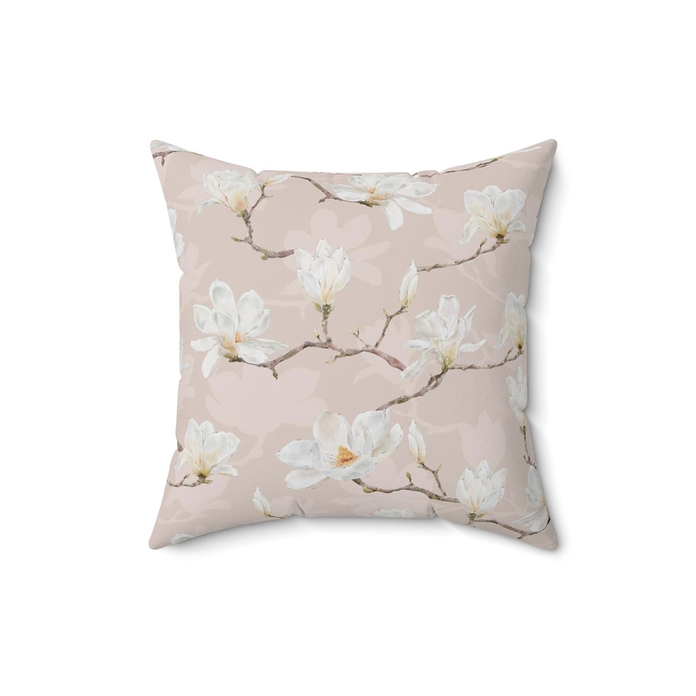 Thumbnail: Lovely Leaves (Blush/Tan) Spun Polyester Square Pillow