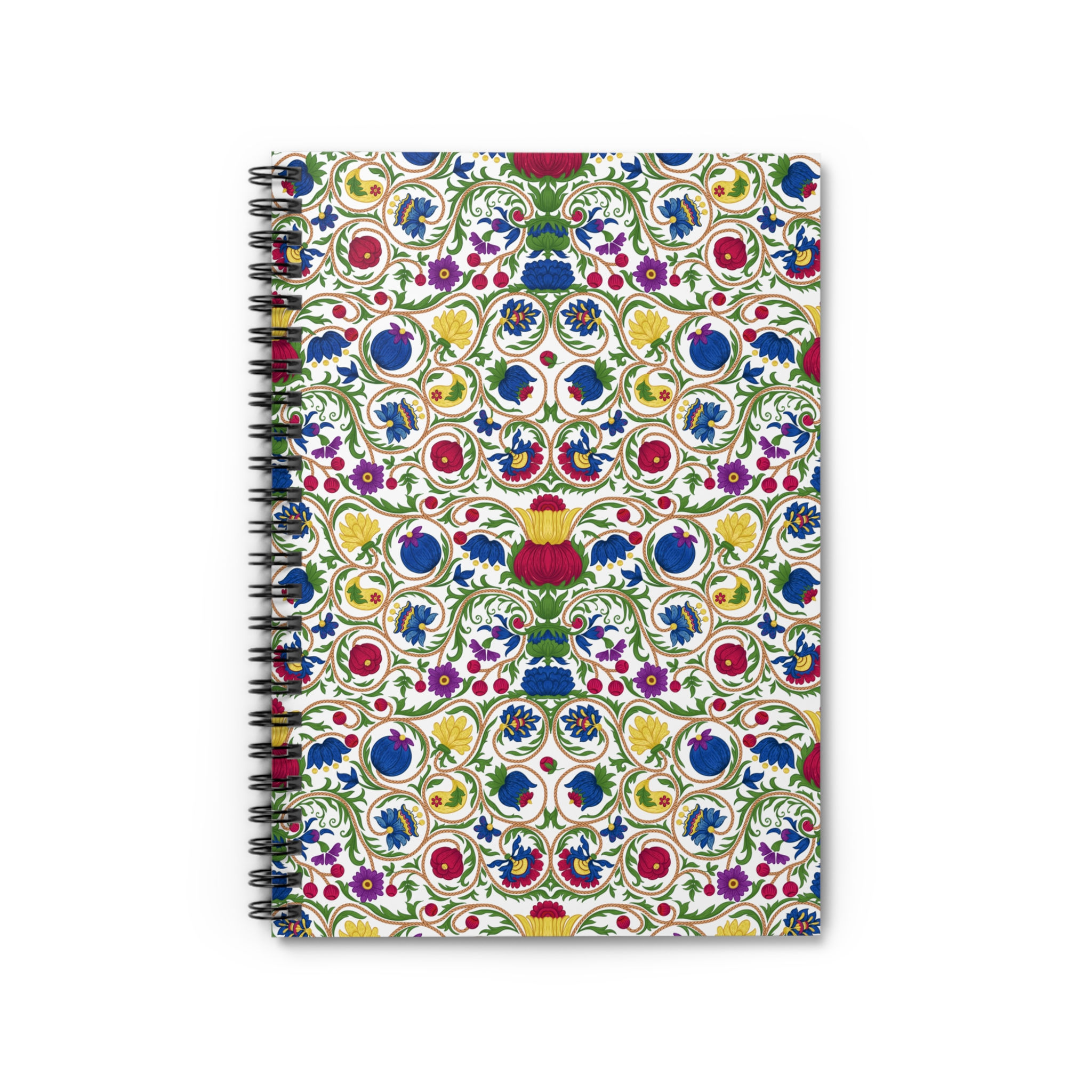 Floral Mosaic Spiral Notebook — Colorful Decorative Ruled Journal
