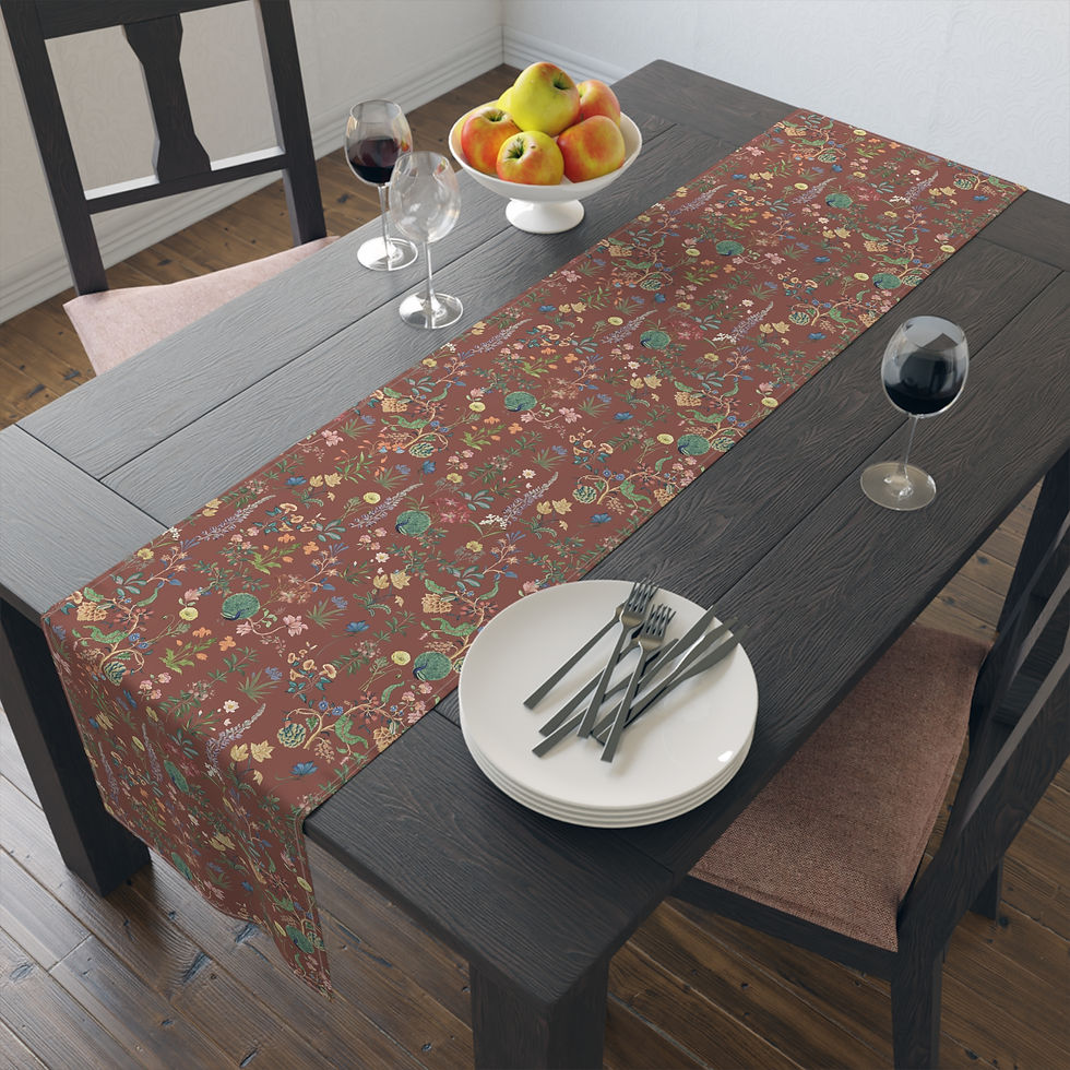 Thumbnail: Pichwai Design (Red Earth) Floral Cotton or Poly Table Runner 