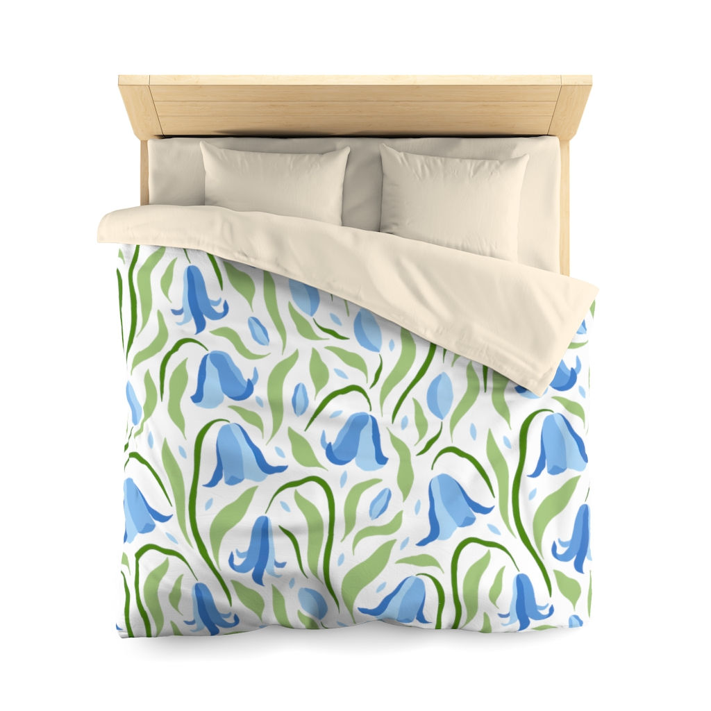 Blue Tulips Microfiber Duvet Cover