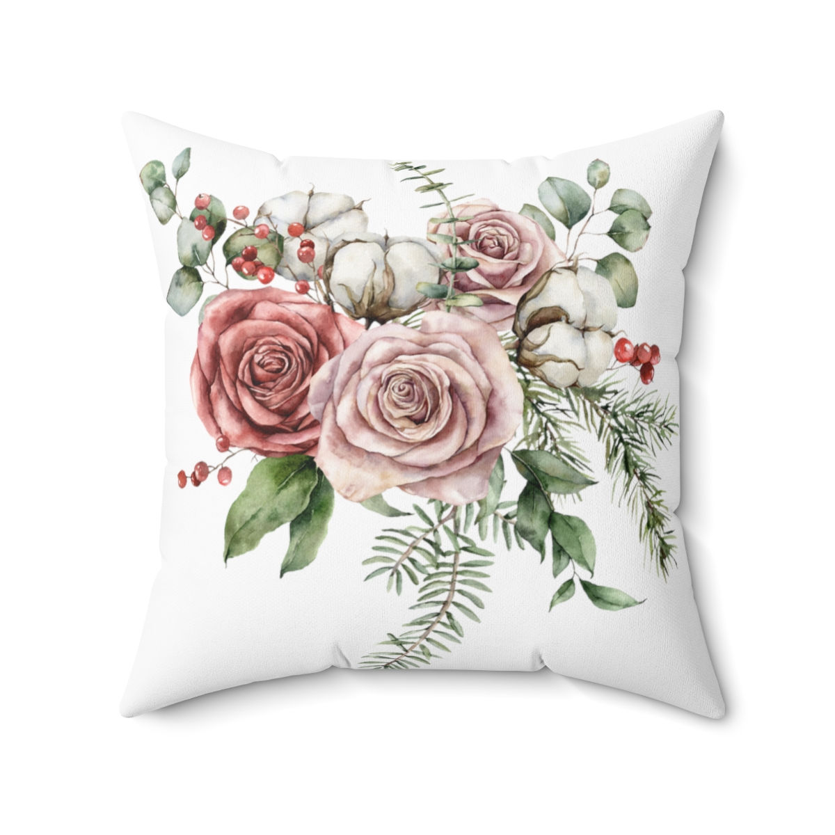 Holiday Bouquet Spun Polyester Square Pillow