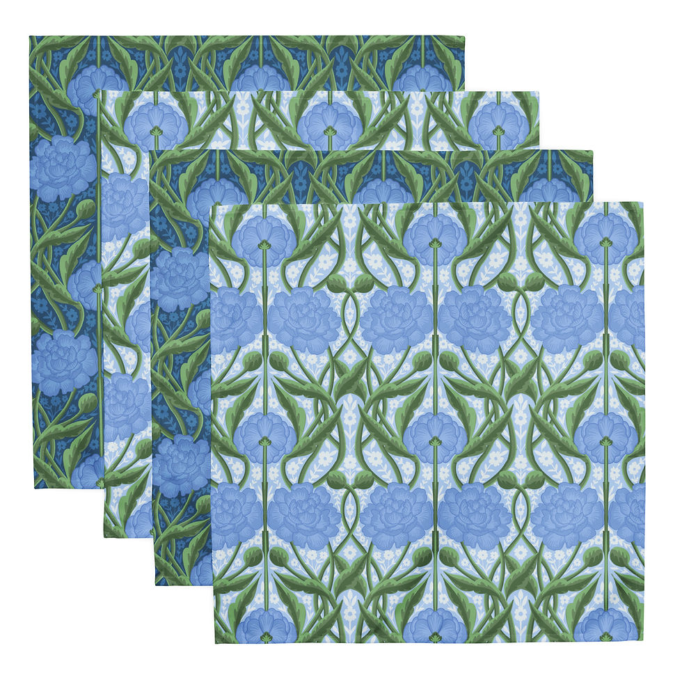Thumbnail: Morris Blue Peonies Cloth napkin set