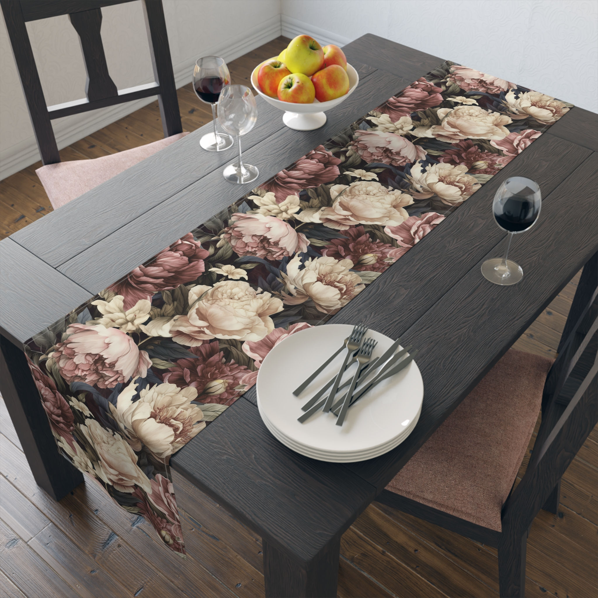 Autumn Colors Floral Cotton/Poly Table Runner