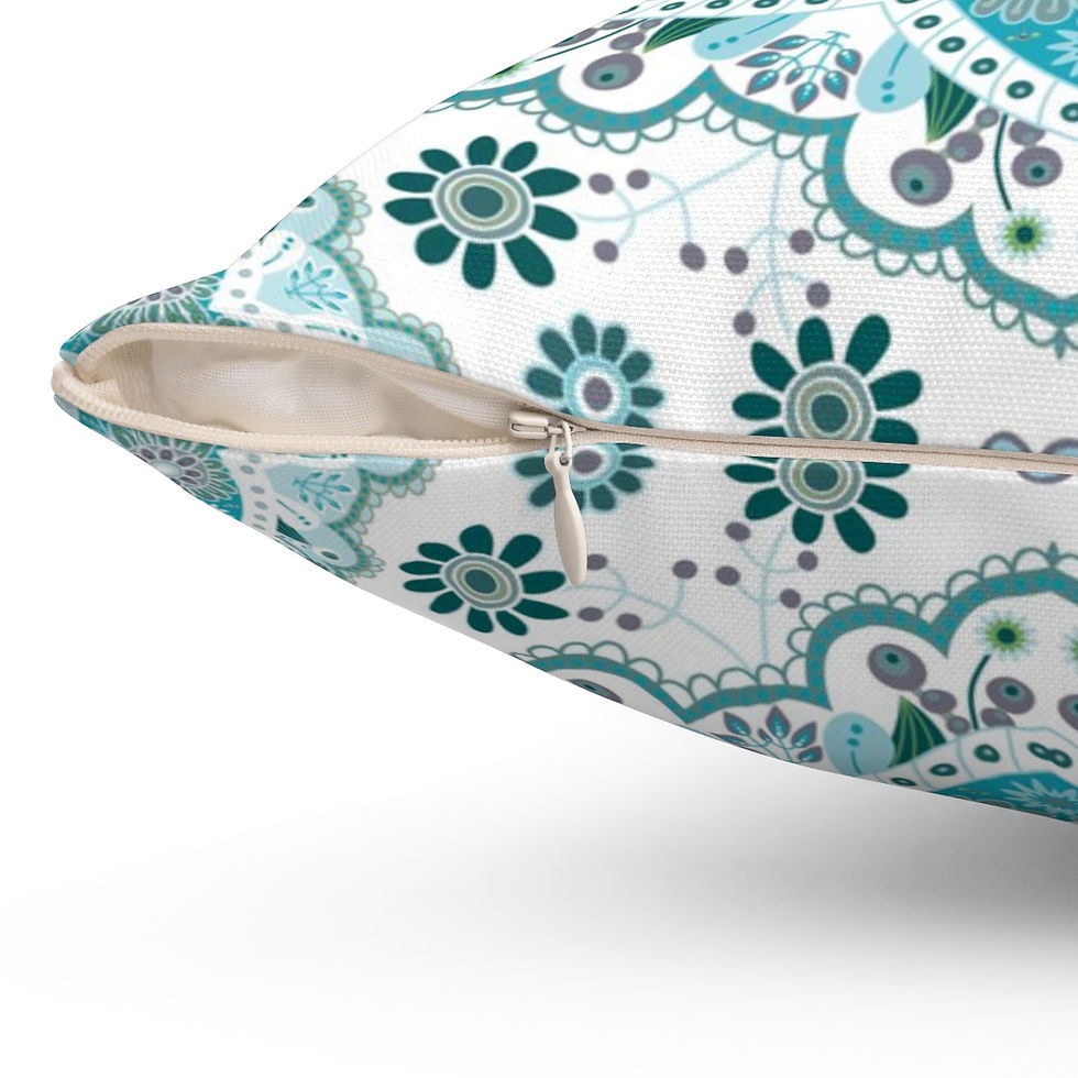 Thumbnail: Blue Mandala Pattern Spun Polyester Square Pillow