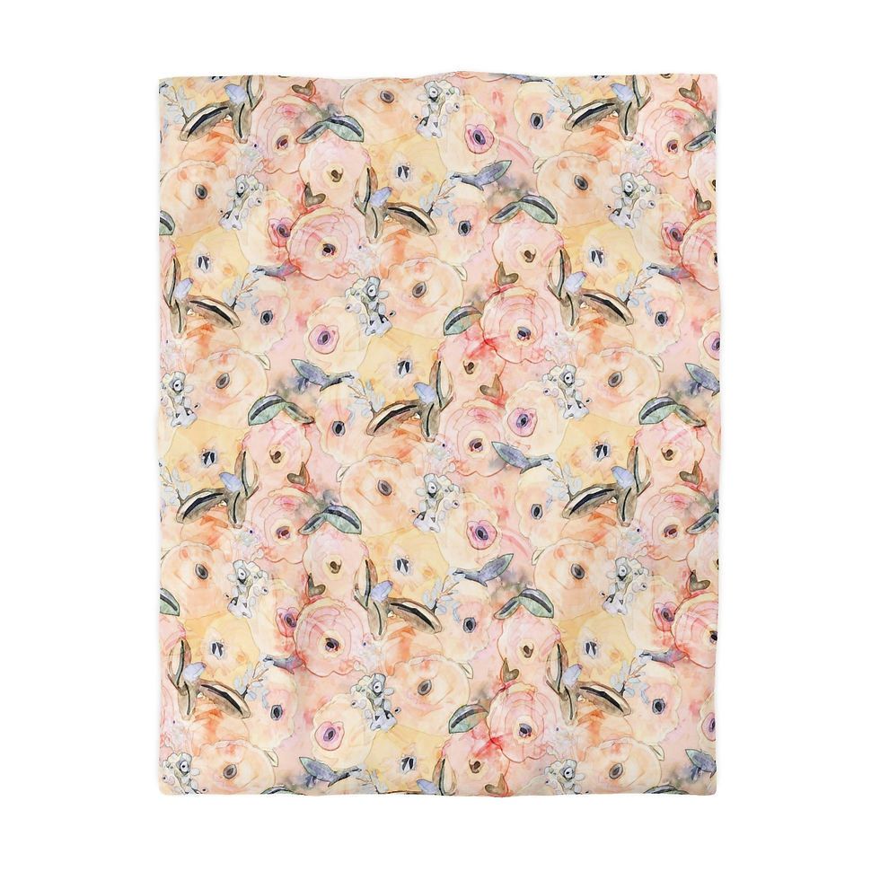 Thumbnail: Abstract Peachy Roses Microfiber Duvet Cover