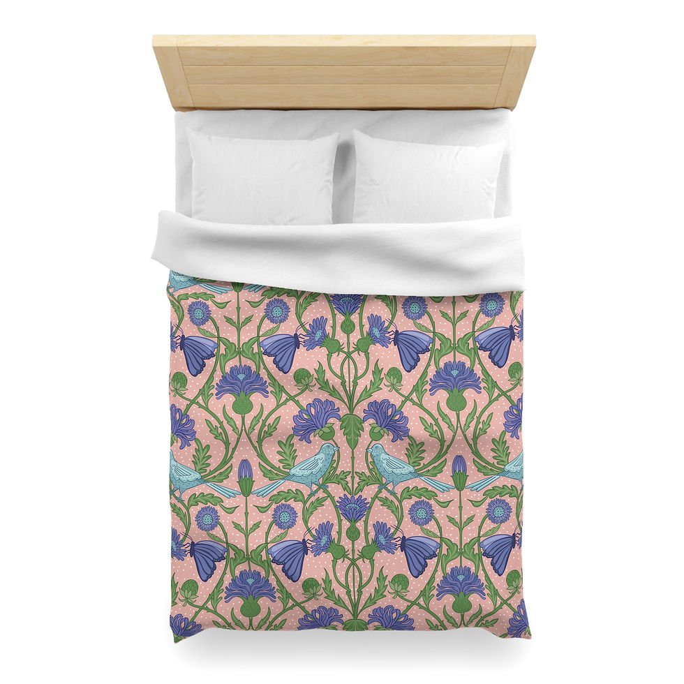 Thumbnail: Floral Paradise Microfiber Duvet Cover - Nature-Inspired Bedding 