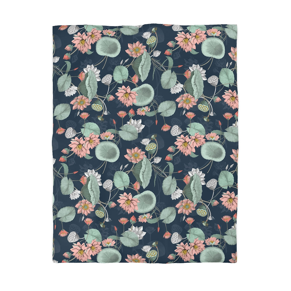 Thumbnail: Nelumbo (Midnight) Microfiber Duvet Cover